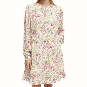 NWOT Scotch & Soda Floral Long Sleeve Ruffle Hem Midi Dress Women's XS